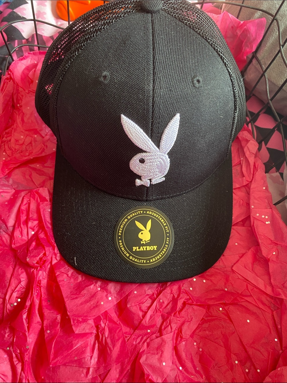 PLAYBOY Black Baseball Cap with White Bunny Logo
